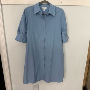 COS Light Blue Puff Sleeve Shirt Dress